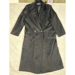 J.G. Hook Women's Petite Velvet Collar Double Breasted 100% pure Wool Coat